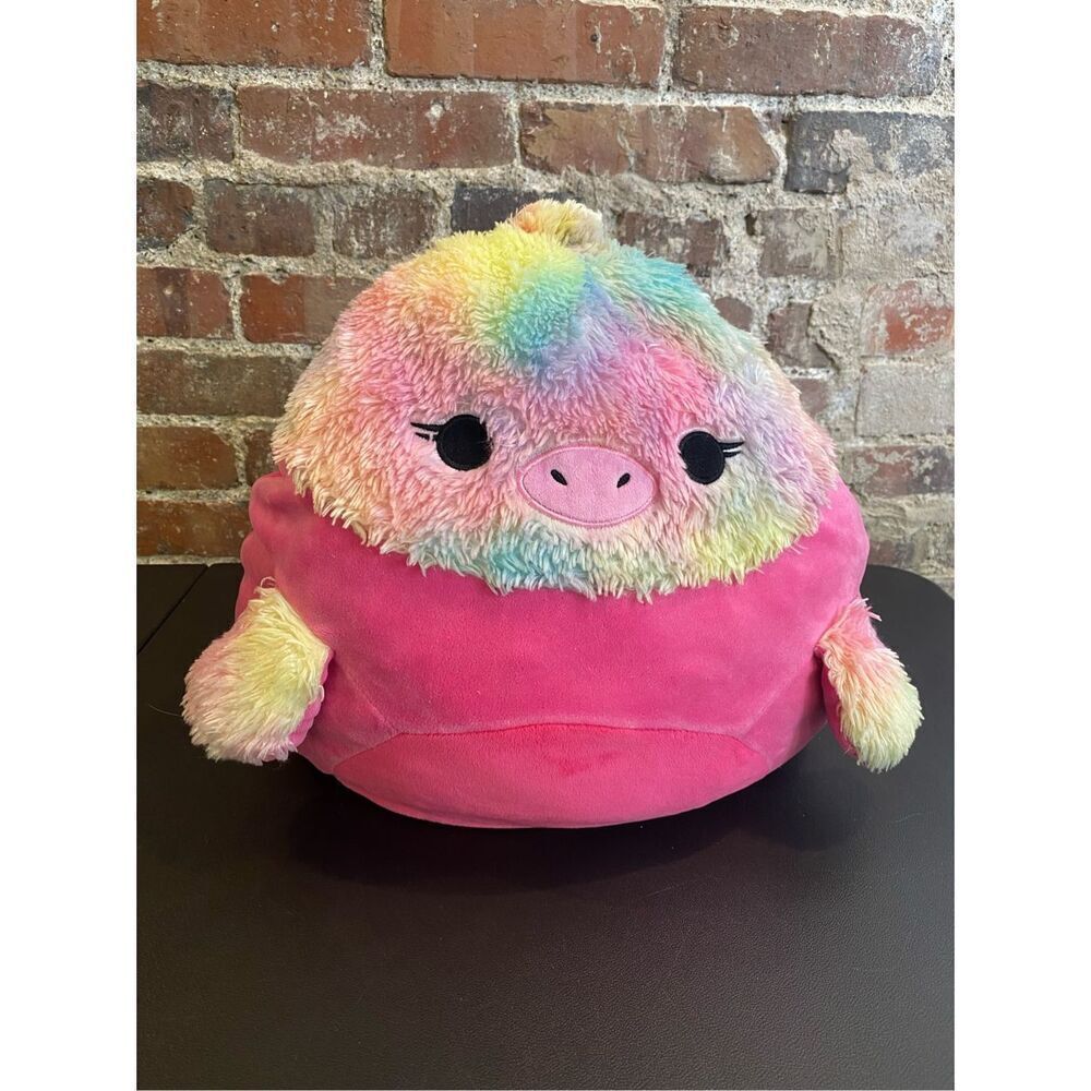 SQUISHMALLOWS Pink/Rainbow/Multi Chick  Poly-Stuffed Toy Lovie Stuffy  Pillow To
